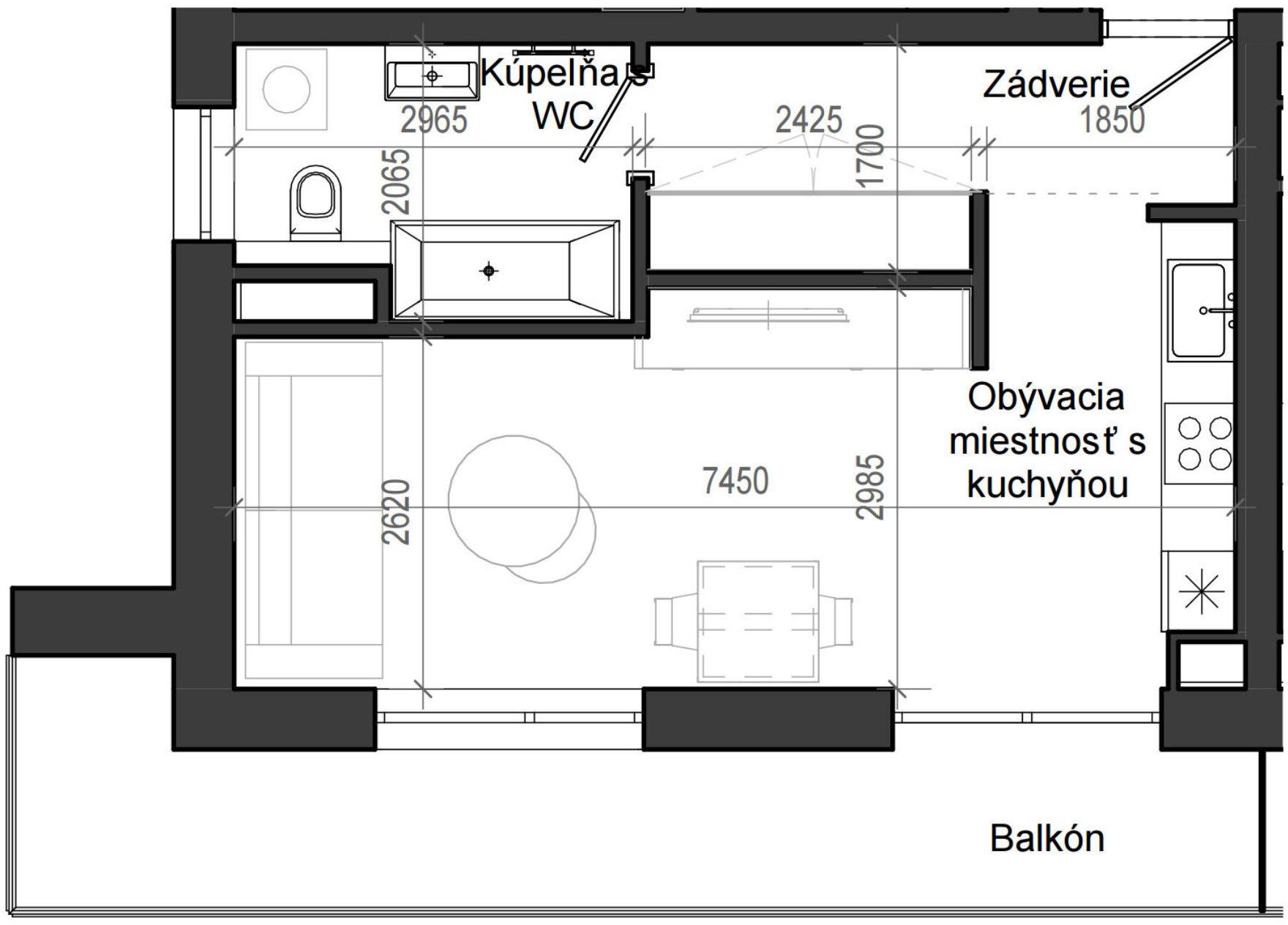 1 izbový byt B13 - 5B