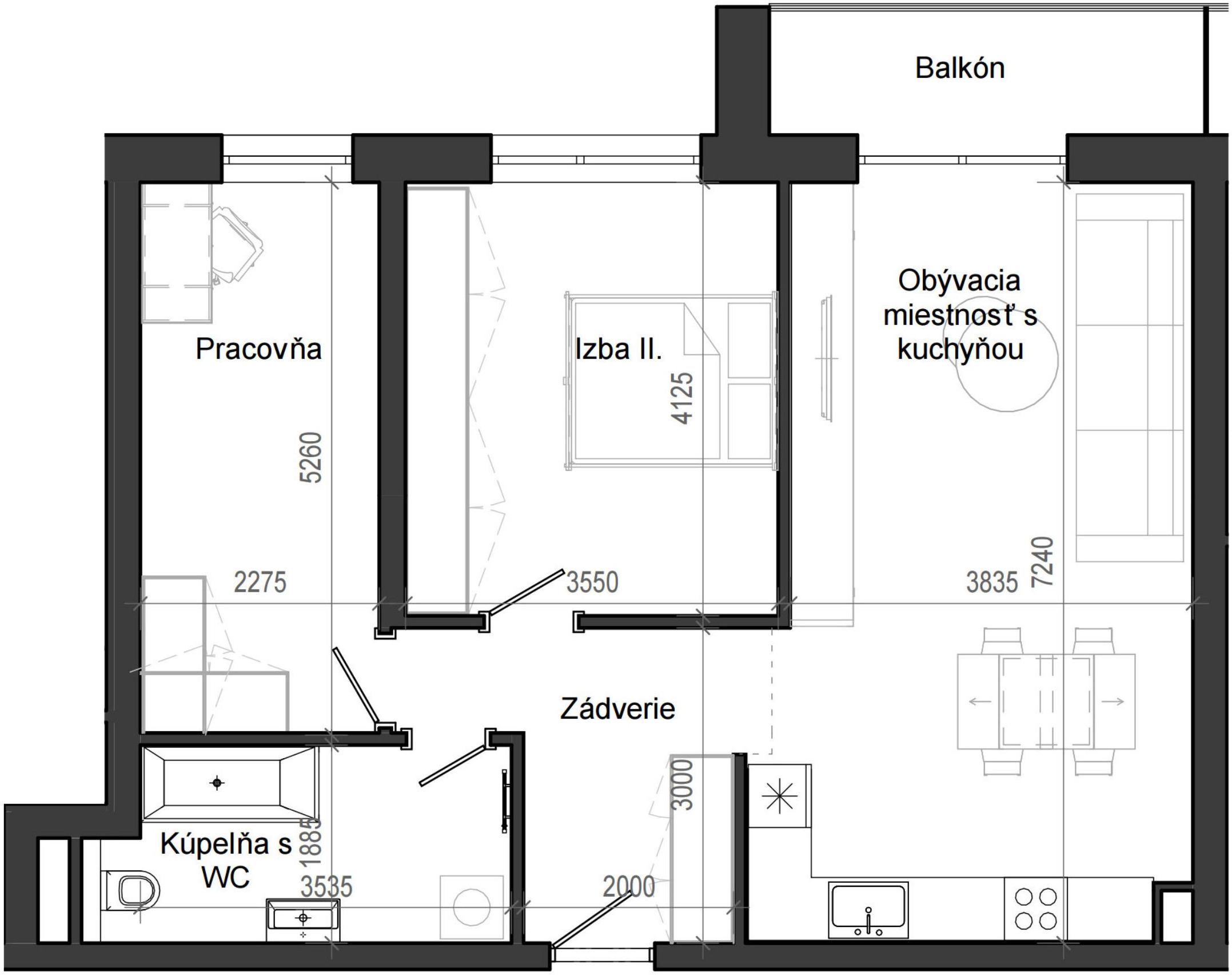 3 izbový byt B13 - 4E