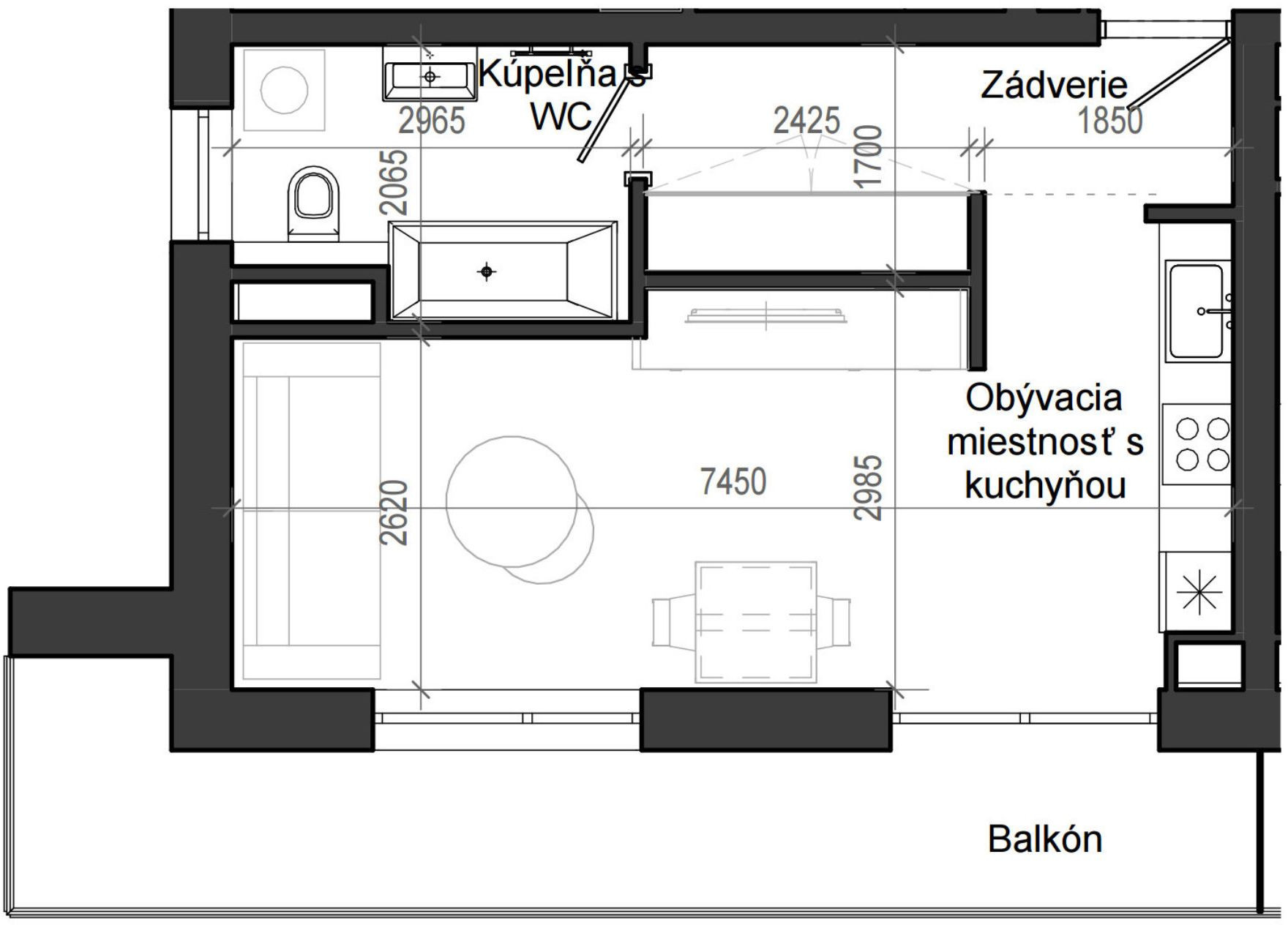1 izbový byt B13 - 4B