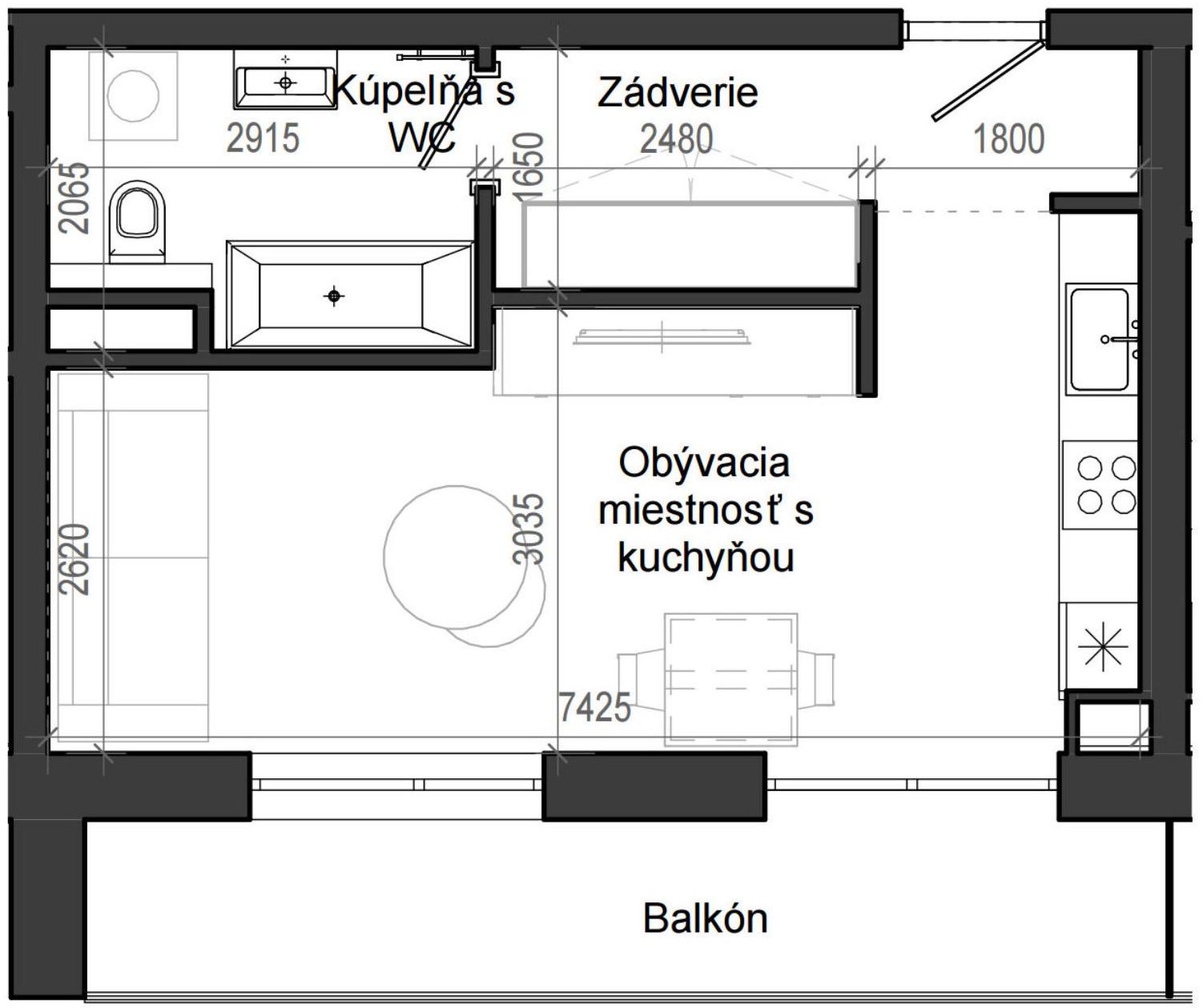 1 izbový byt B13 - 3H