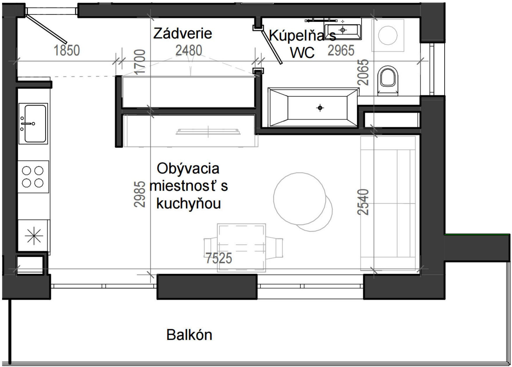 1 izbový byt B13 - 3G
