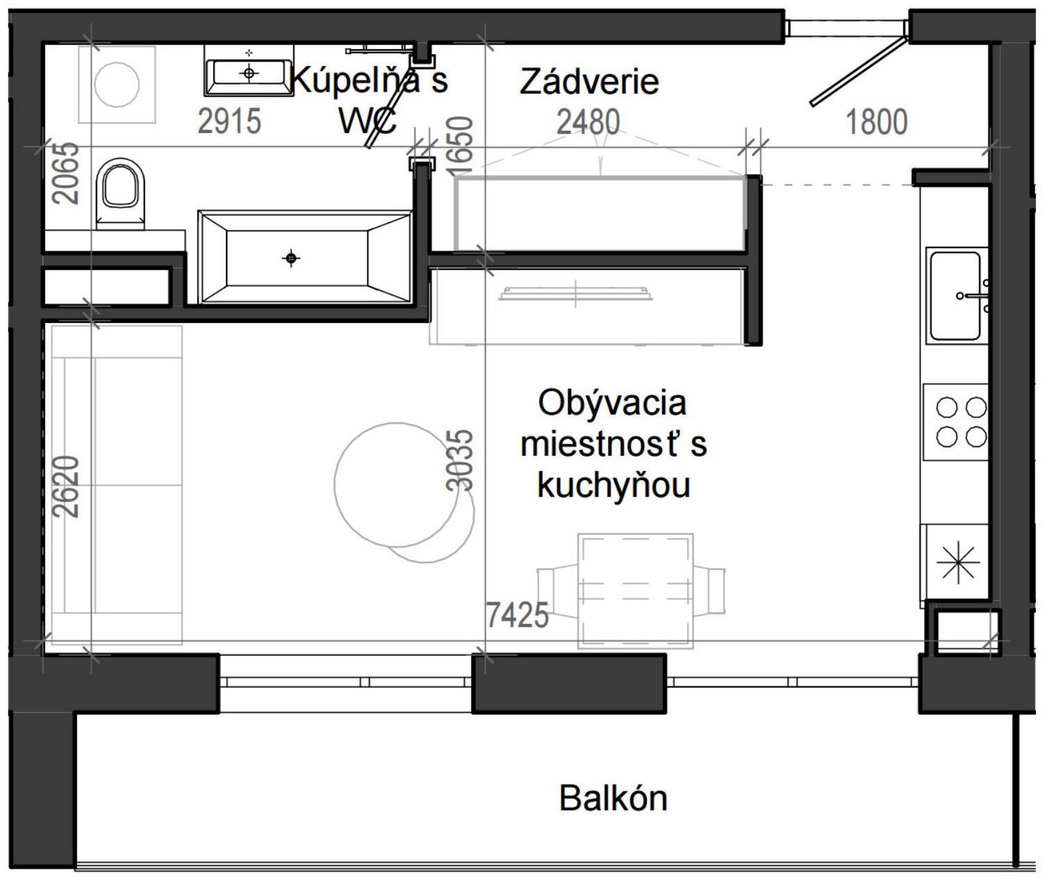 1 izbový byt B13 - 2H