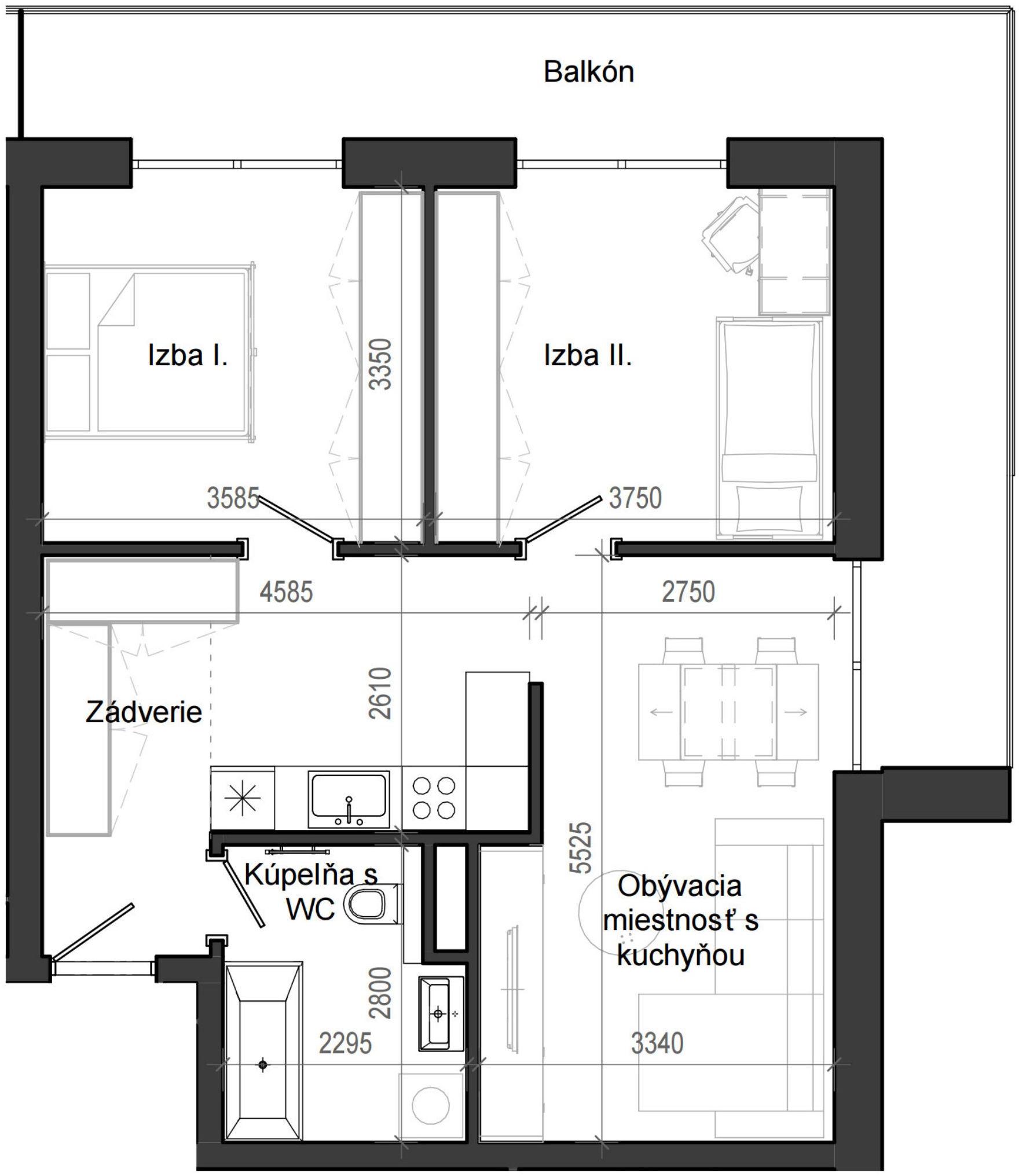 3 izbový byt B13 - 2F