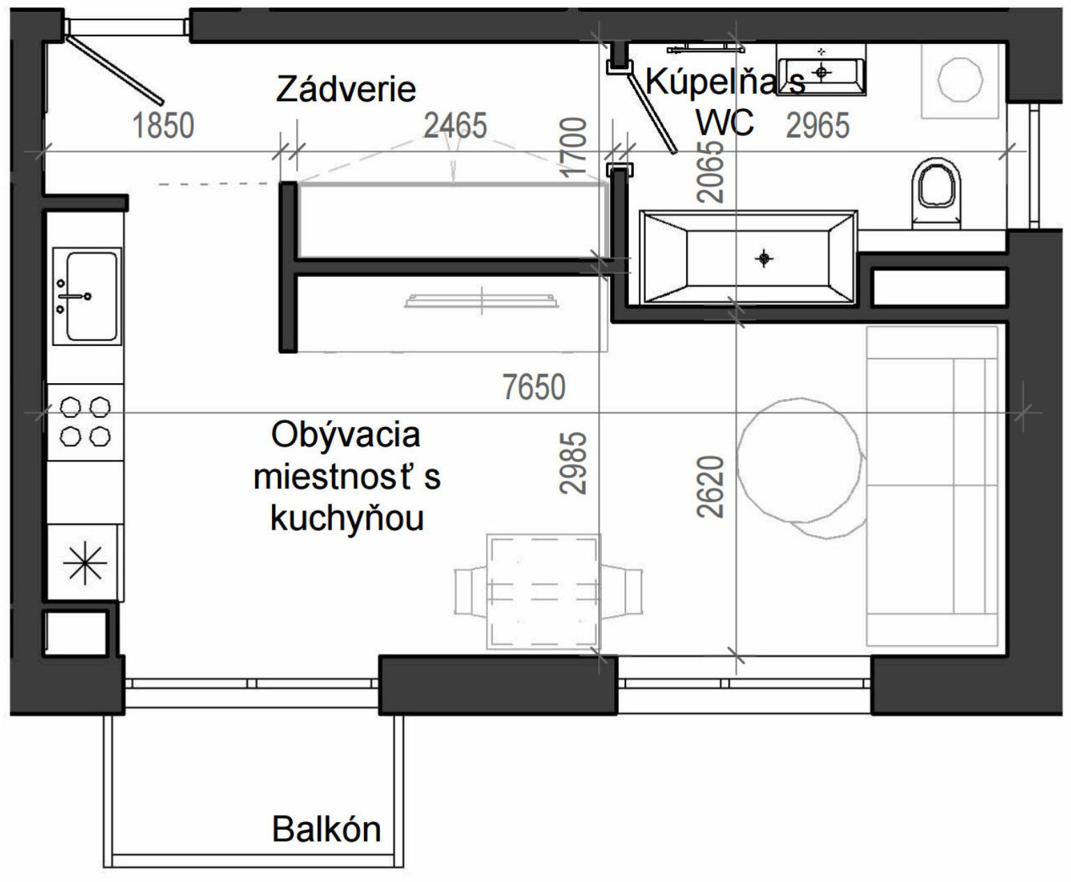 1 izbový byt B13 - 1G