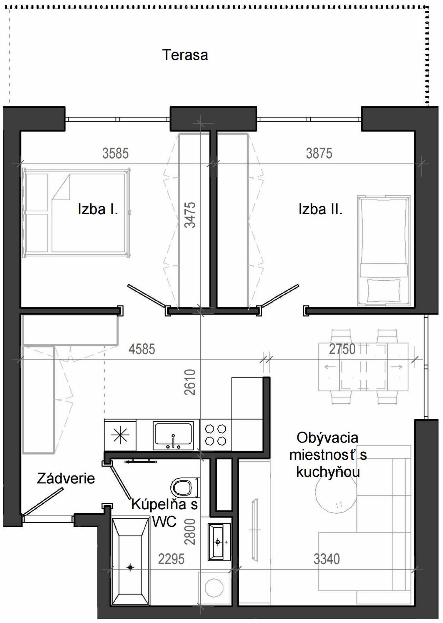3 izbový byt B13 - 1F