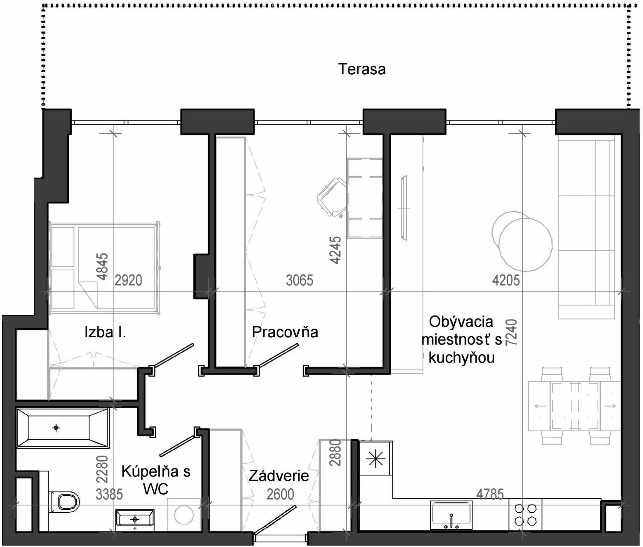 3 izbový byt B13 - 1E