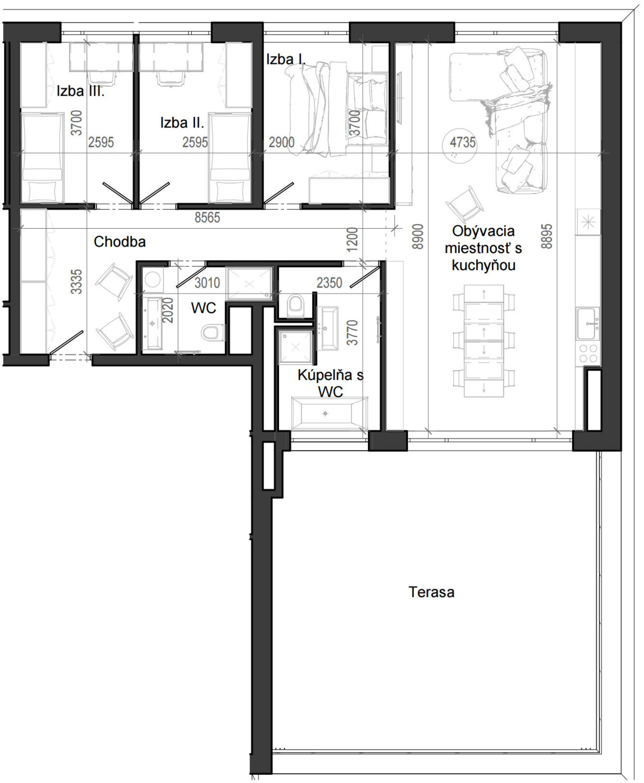4 izbový byt B12 - 5C