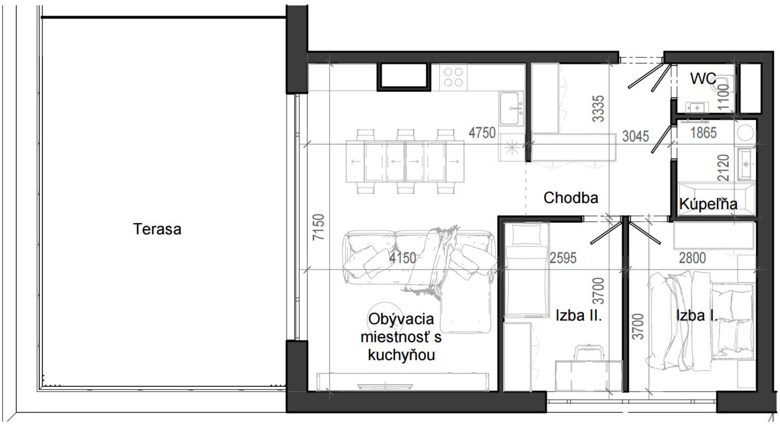 3 izbový byt B12 - 5A