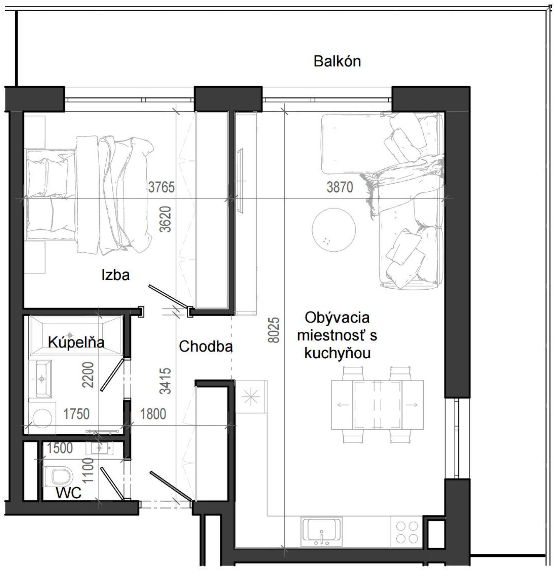 2 izbový byt B12 - 4G