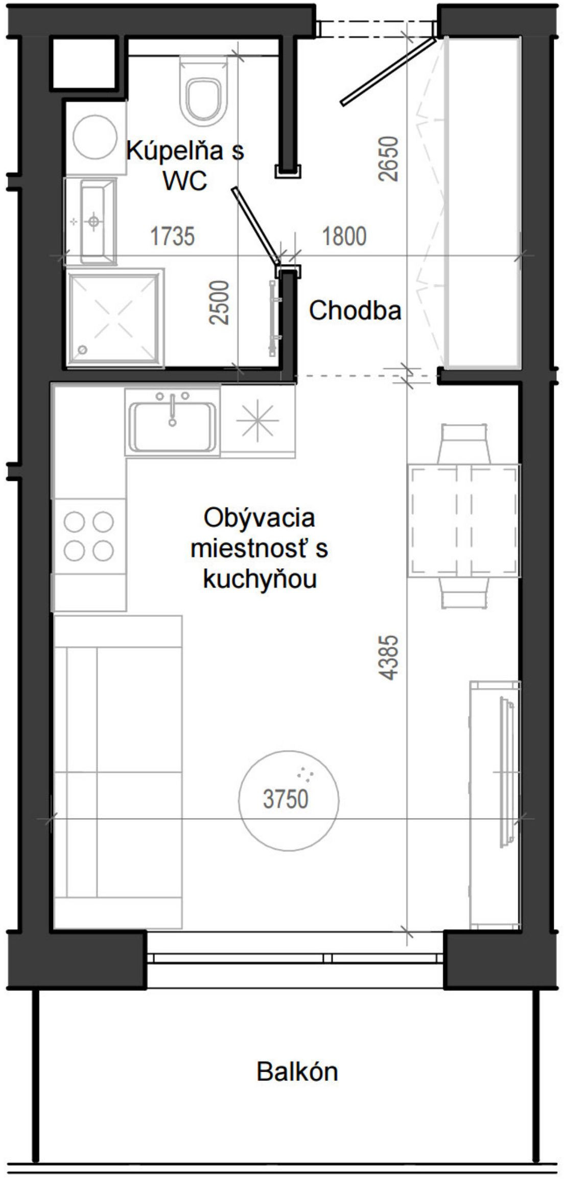 1 izbový byt B12 - 4B