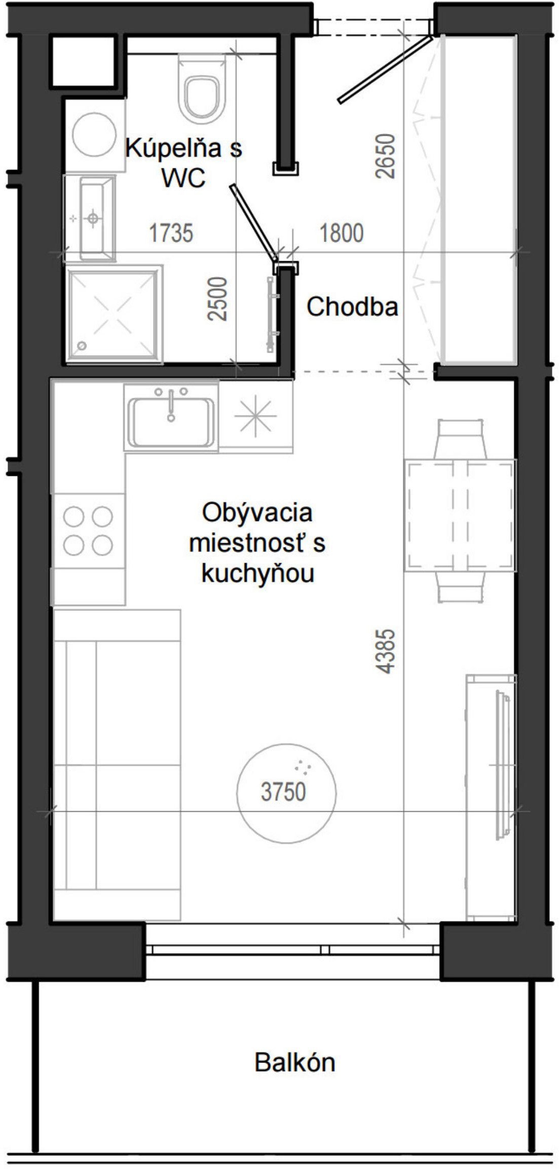 1 izbový byt B12 - 3B