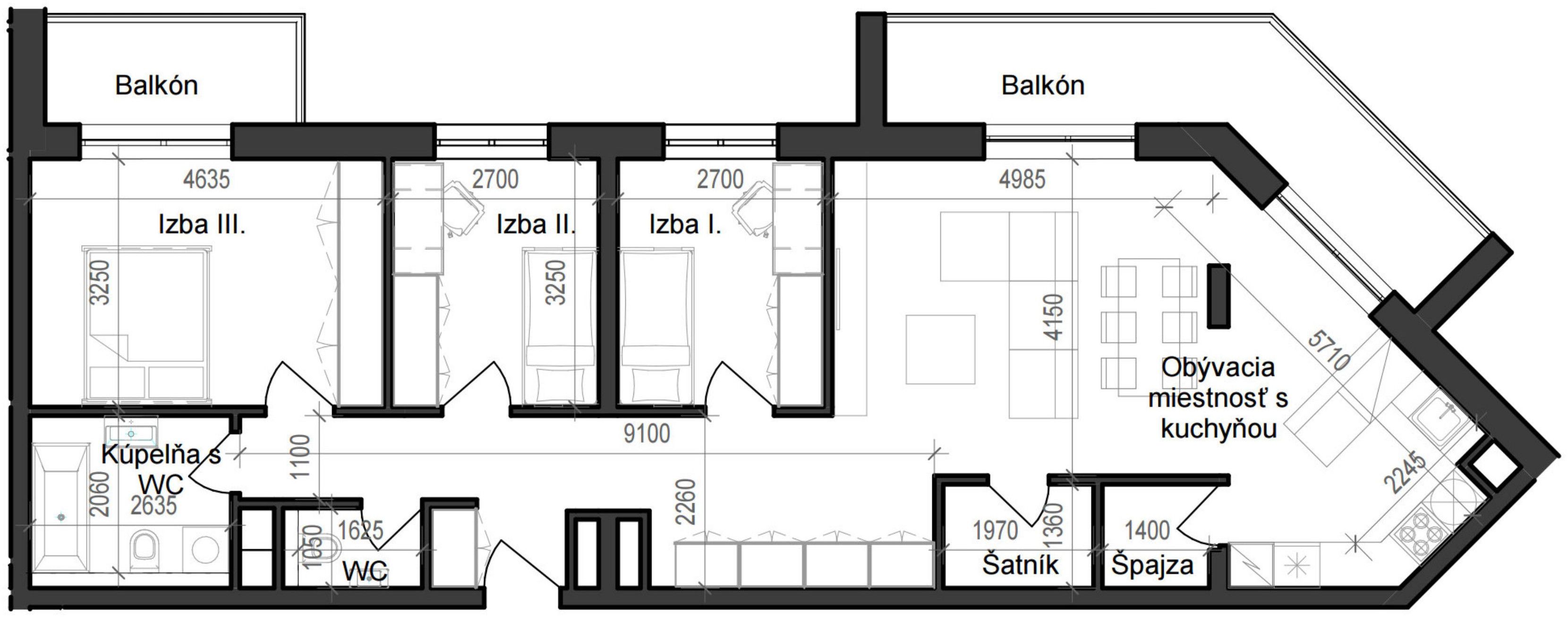 4 izbový byt B11 - 7C