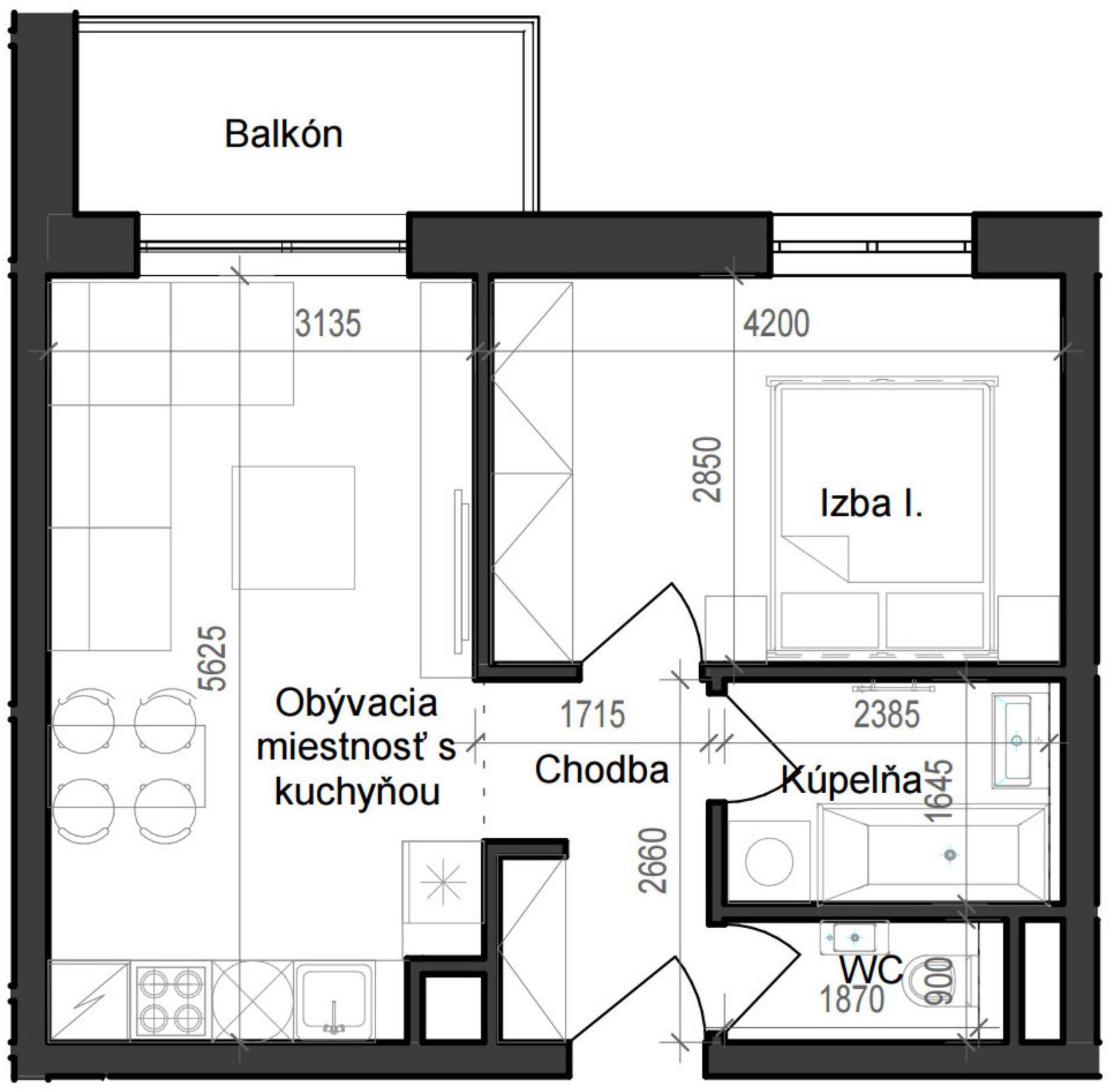 2 izbový byt B11 - 5D