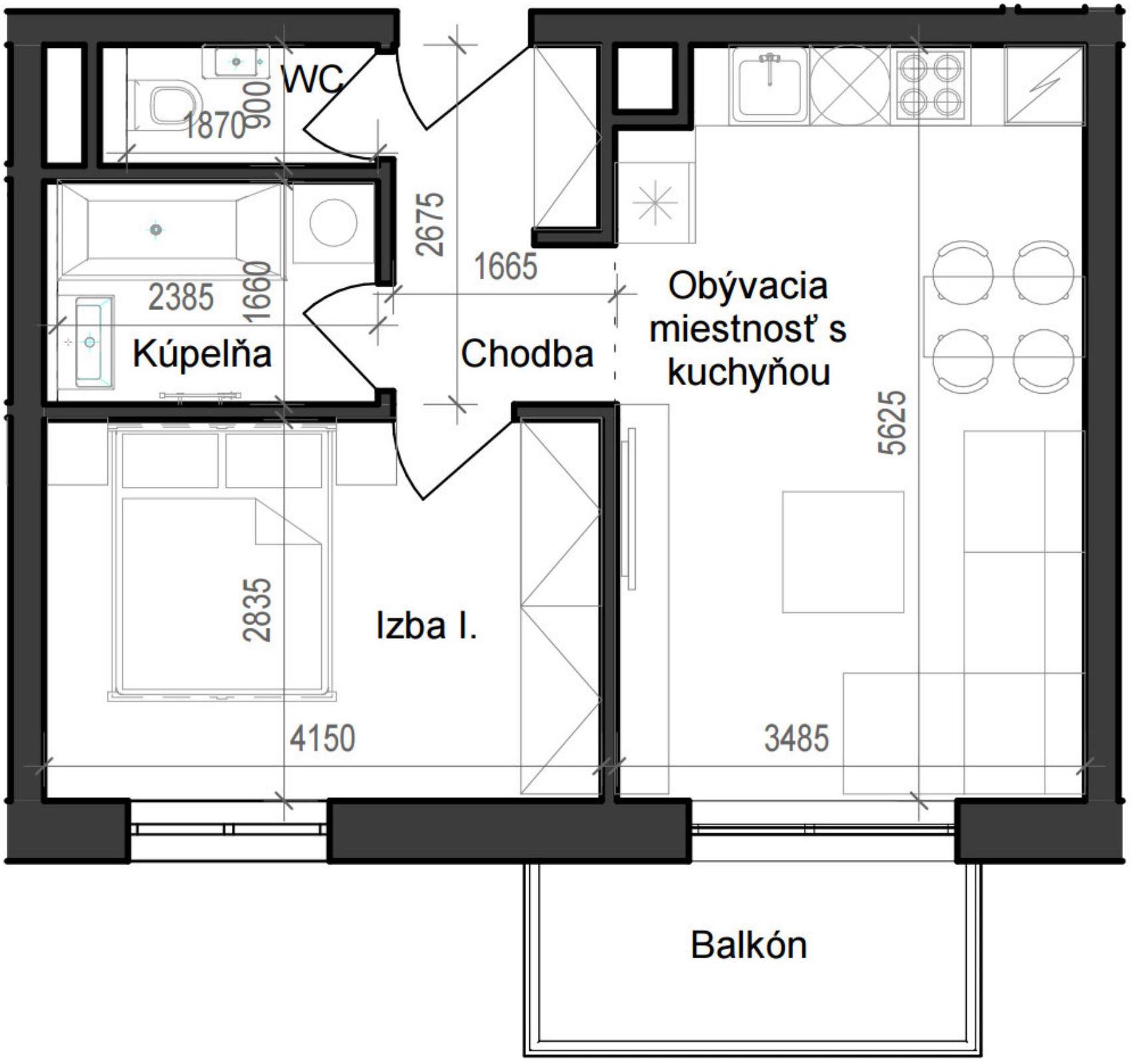 2 izbový byt B11 - 5A