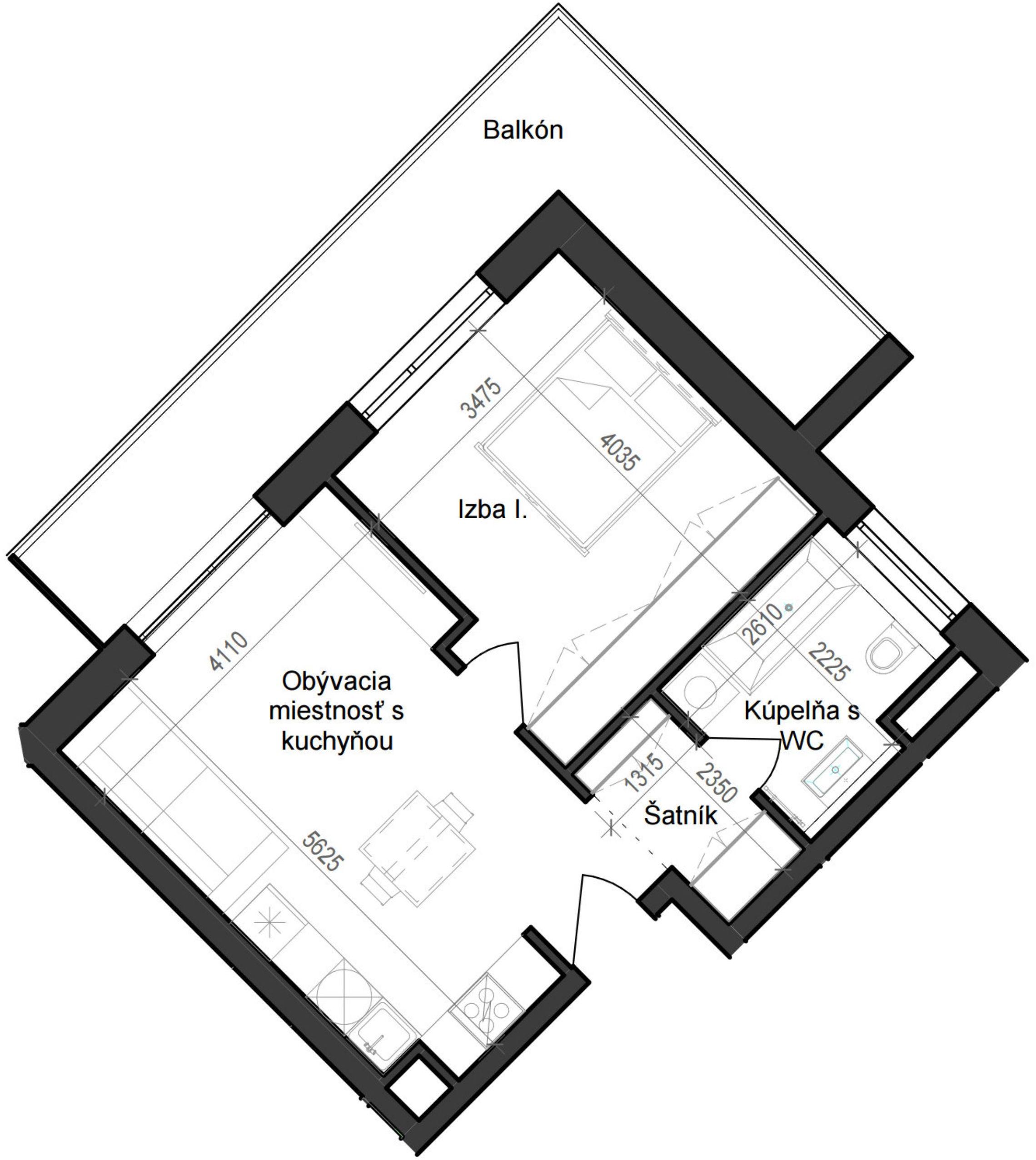 2 izbový byt B11 - 4F