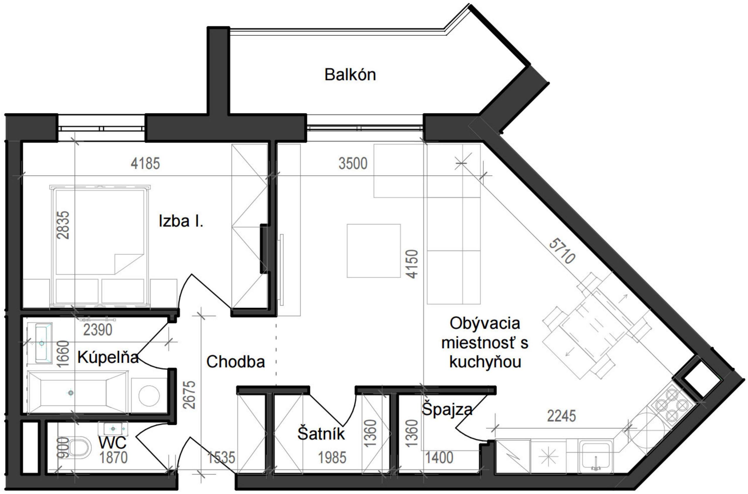 2 izbový byt B11 - 4E