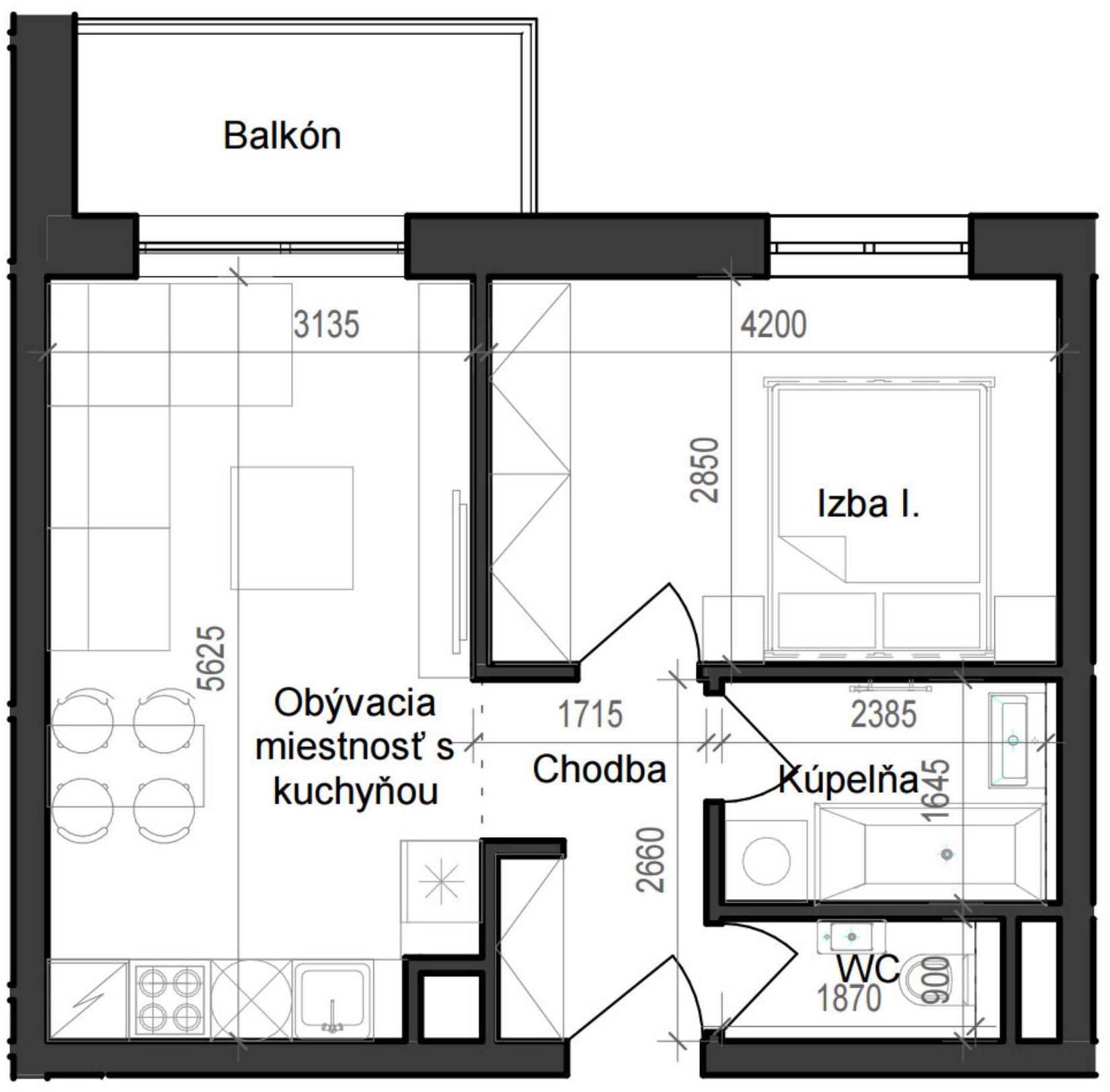 2 izbový byt B11 - 4D
