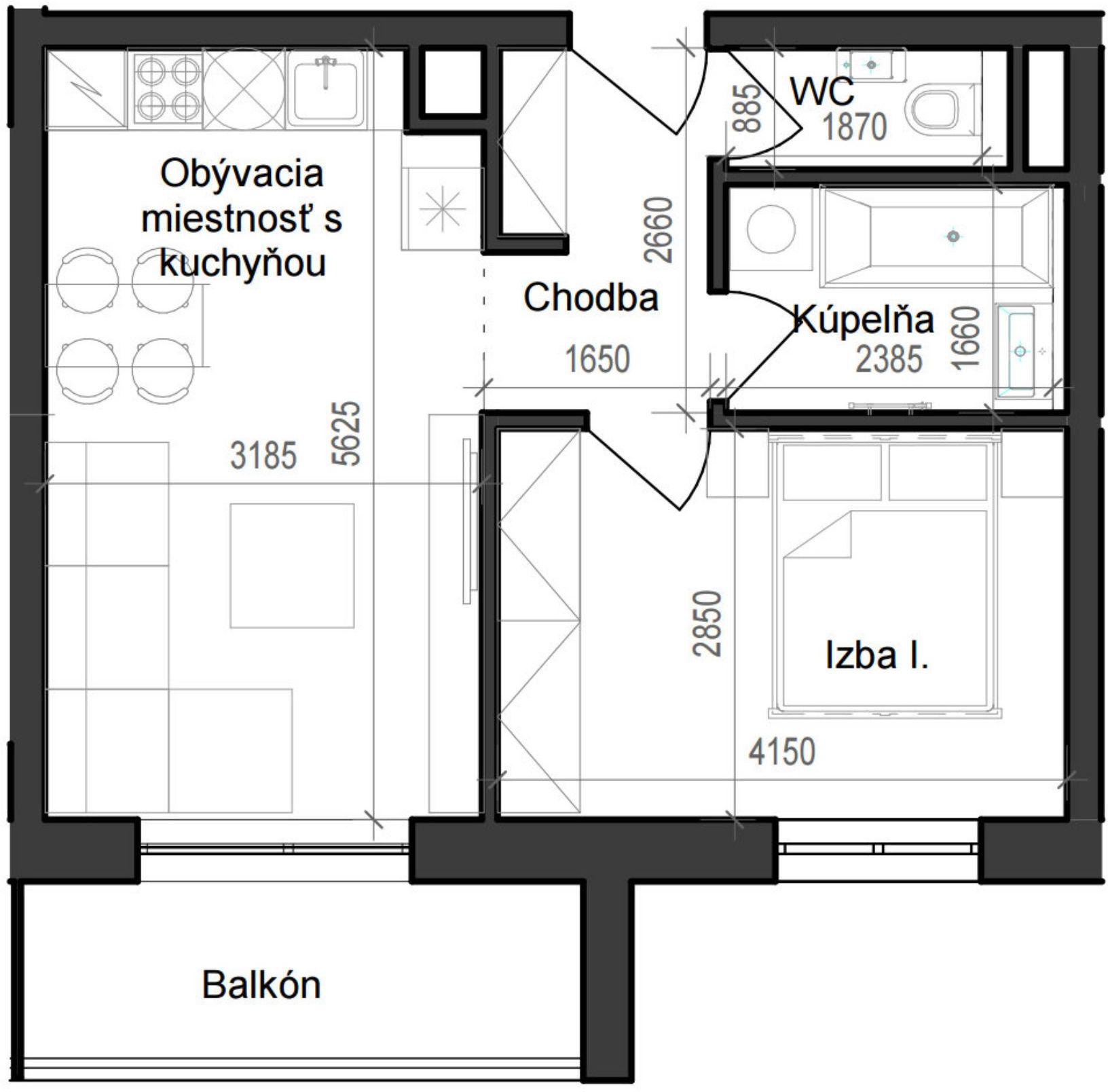 2 izbový byt B11 - 4B