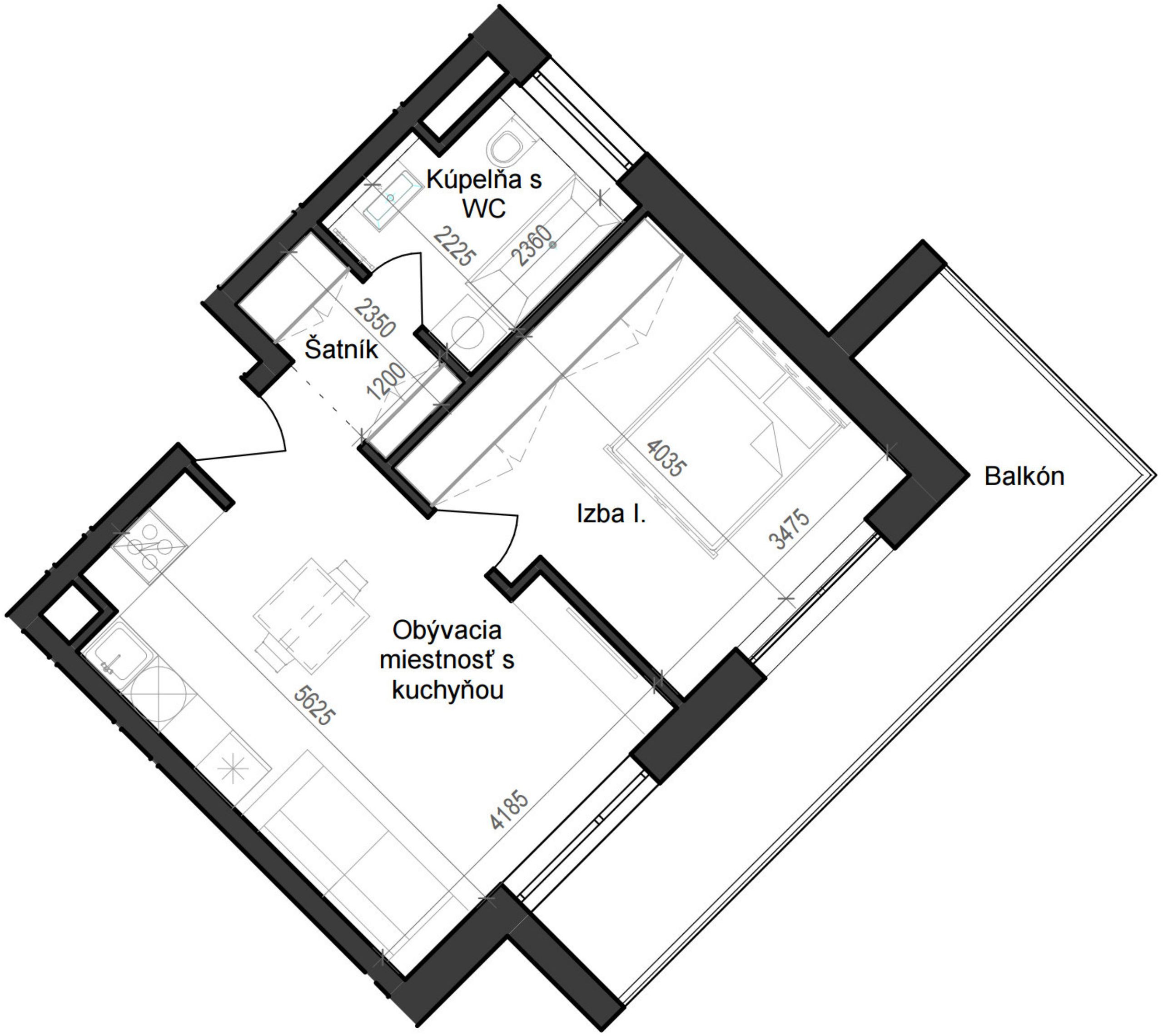 2 izbový byt B11 - 3G