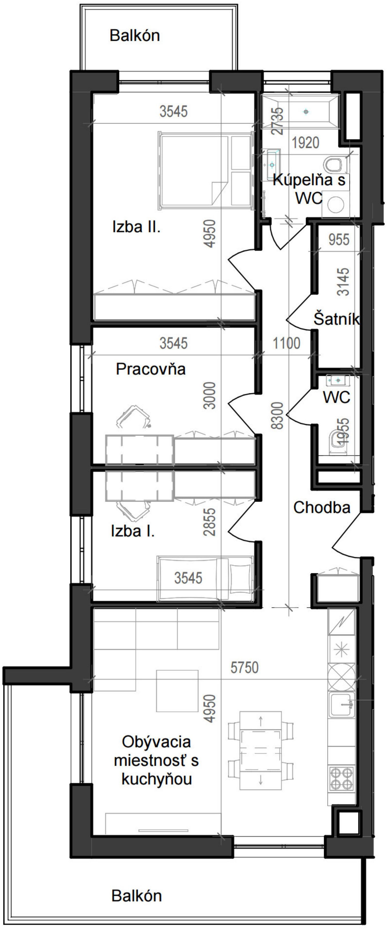 4 izbový byt B11 - 3C