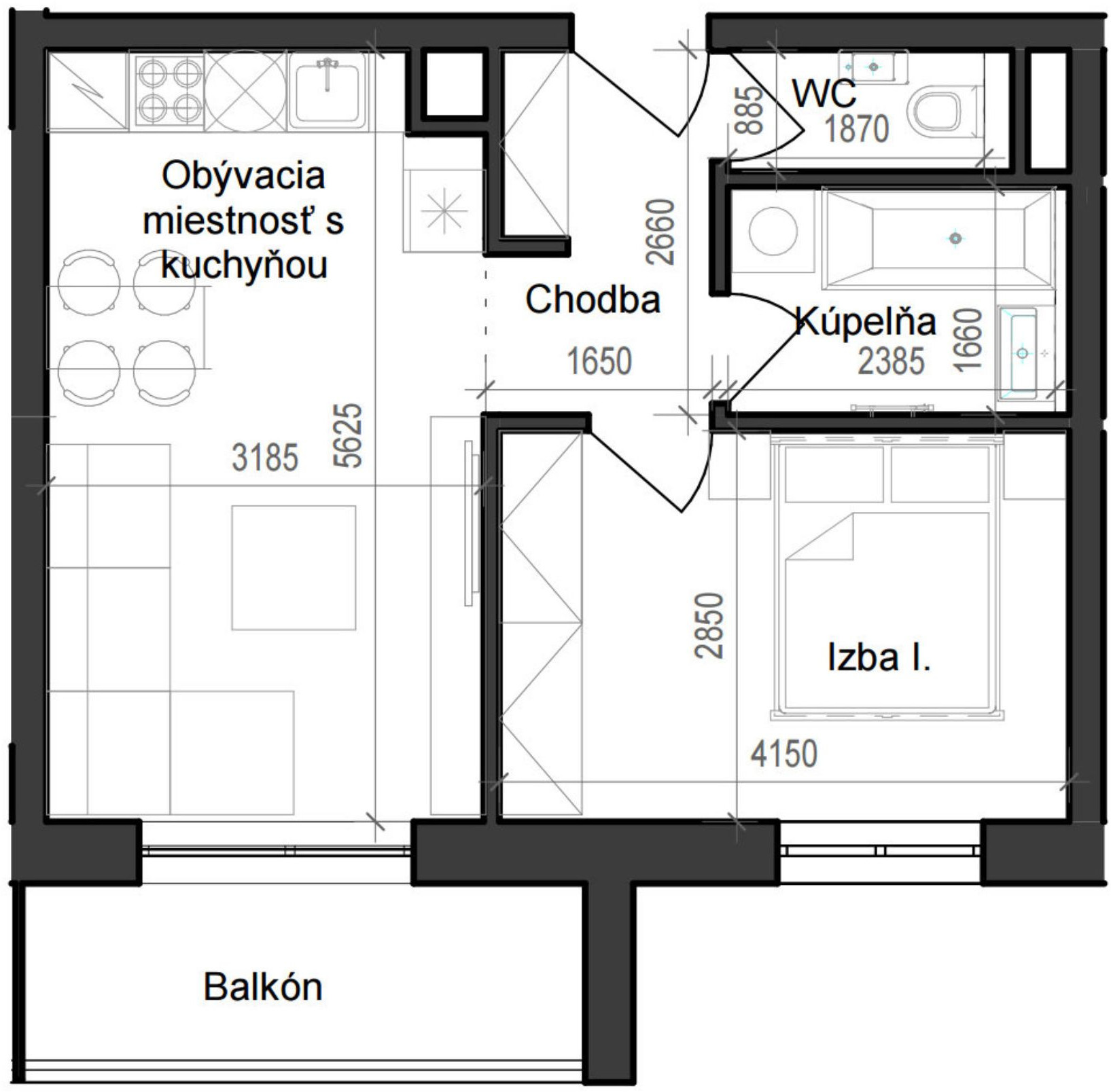 2 izbový byt B11 - 3B