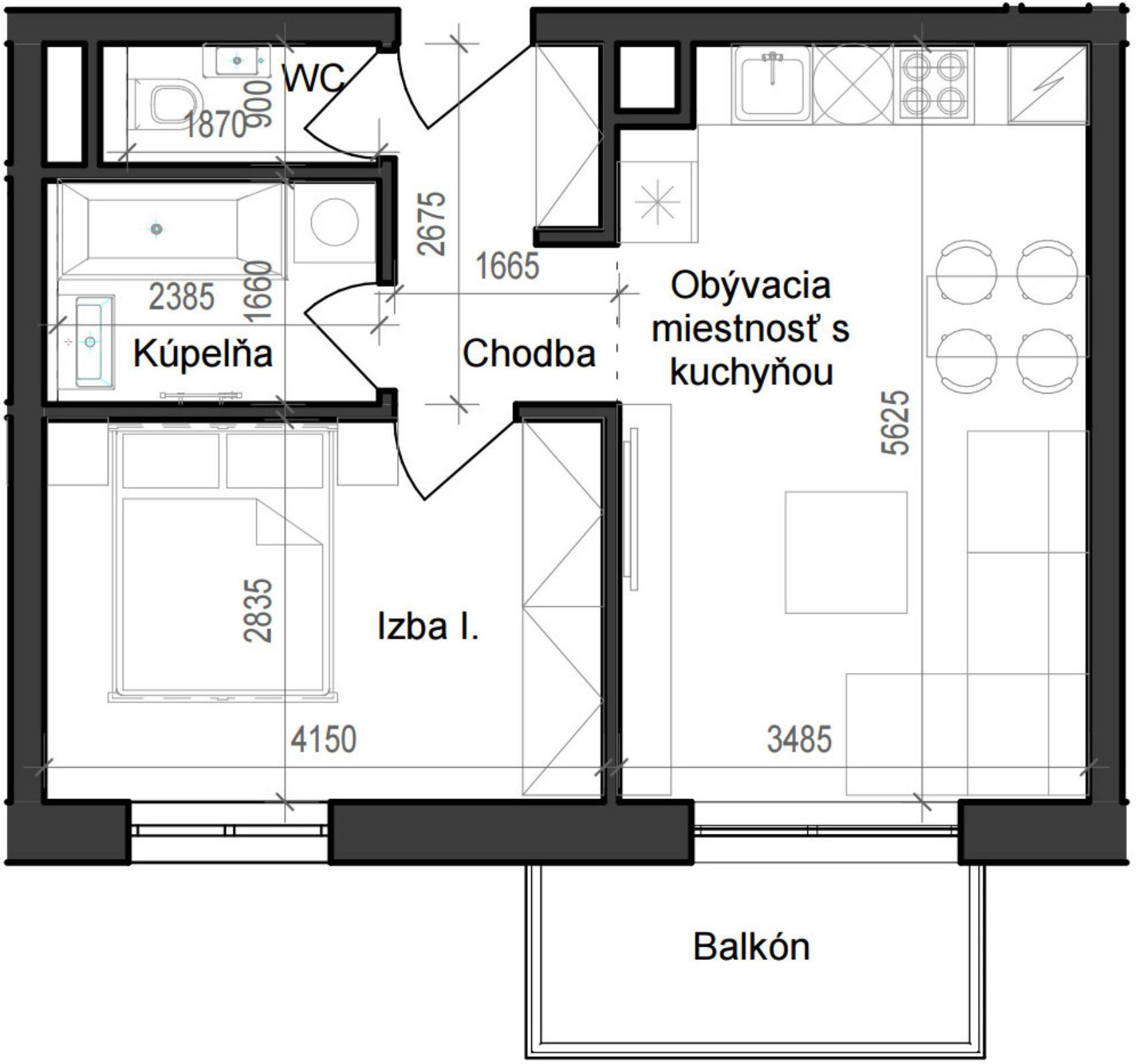 2 izbový byt B11 - 3A