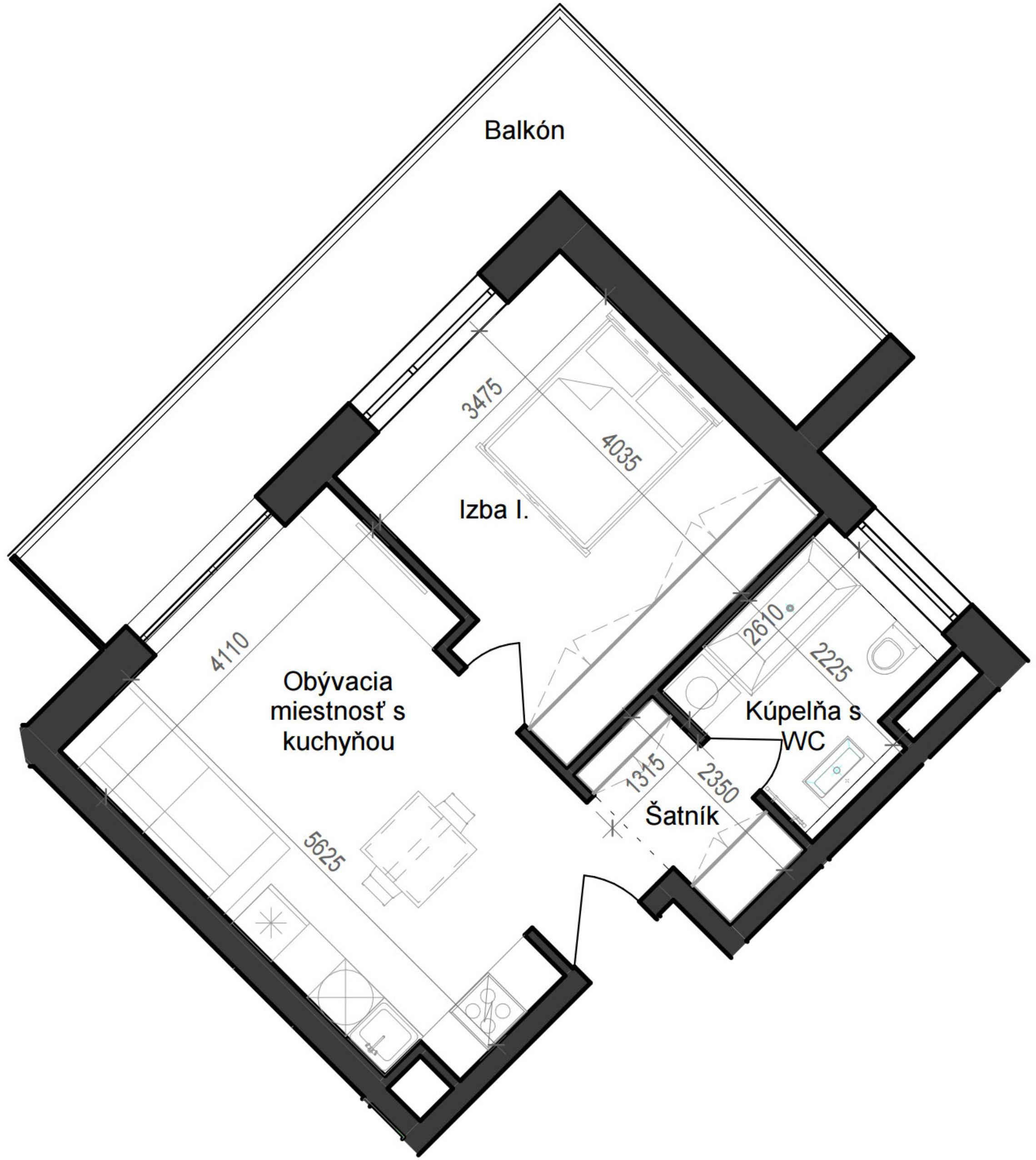 2 izbový byt B11 - 2F