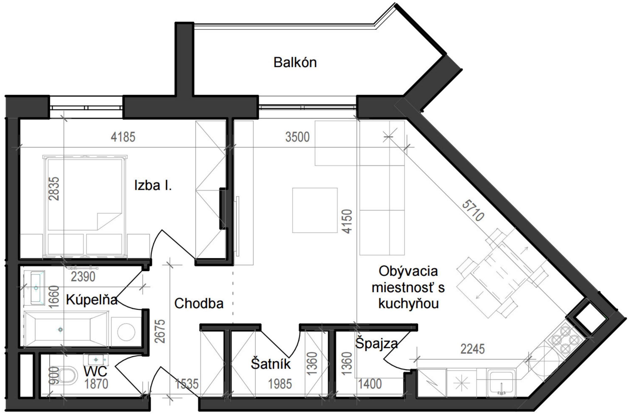 2 izbový byt B11 - 2E