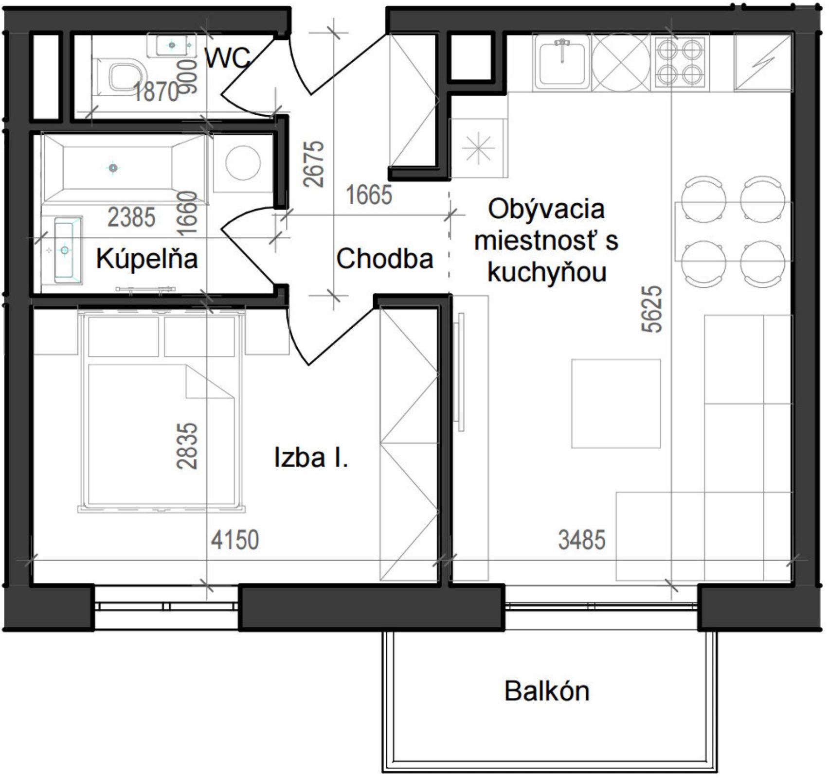 2 izbový byt B11 - 2A