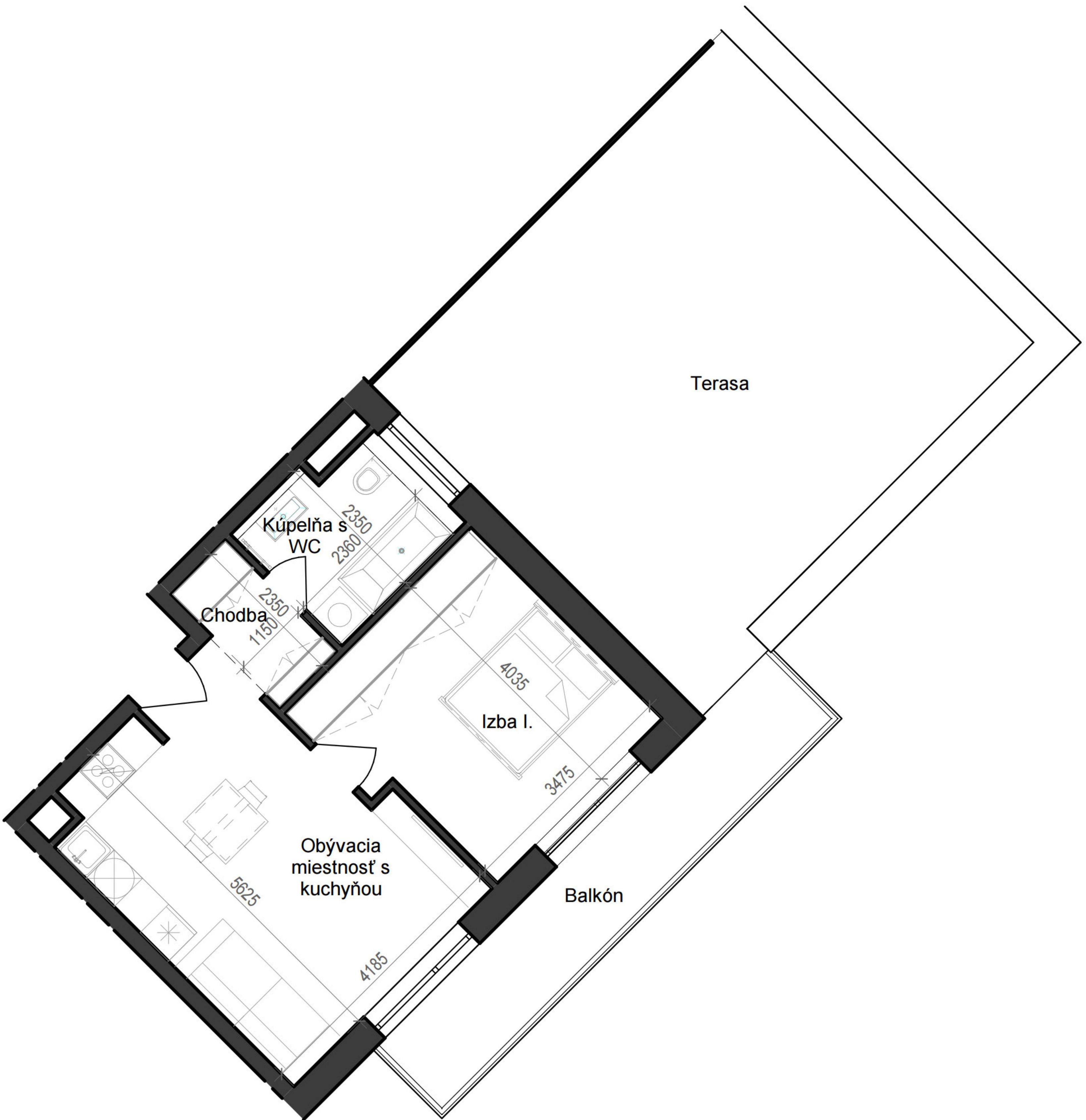 2 izbový byt B11 - 1G