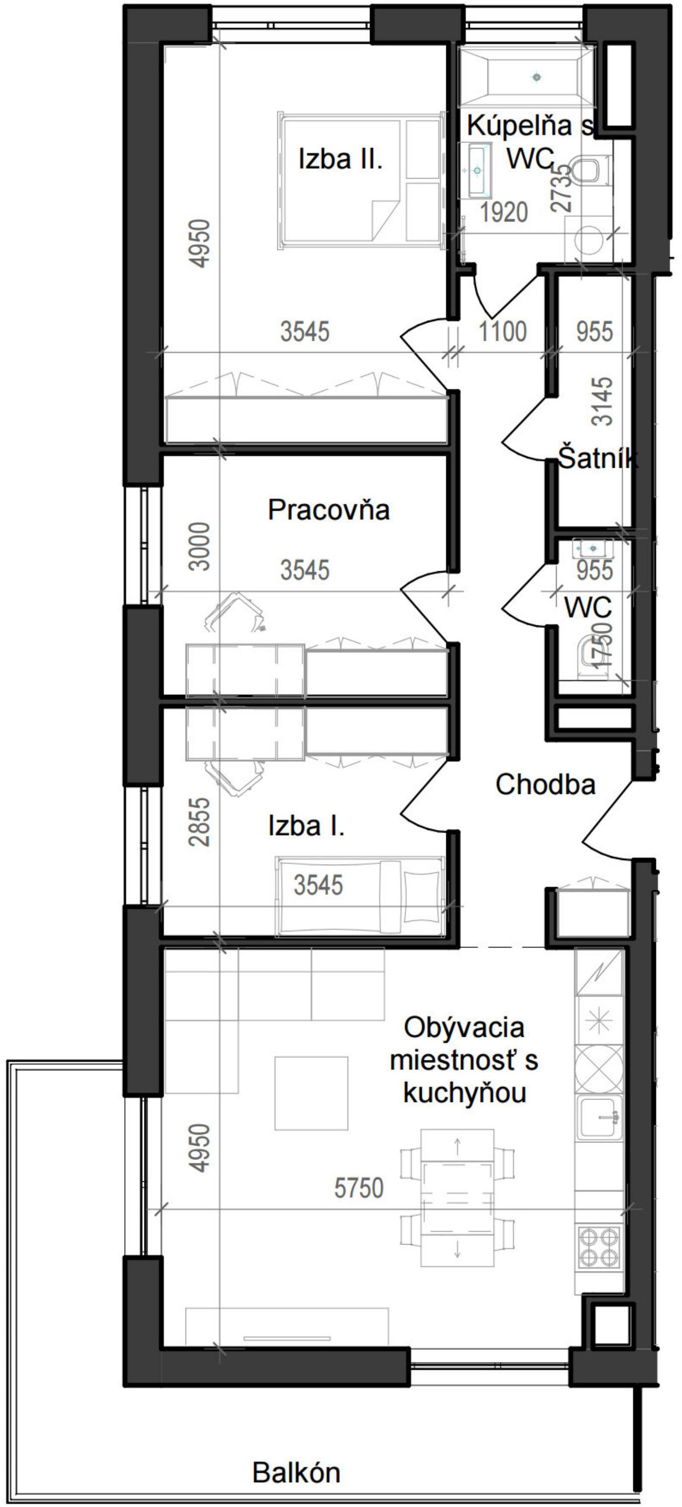 4 izbový byt B11 - 1C