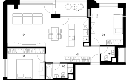 A1A - 3 izbový byt - Nové Mlynarce