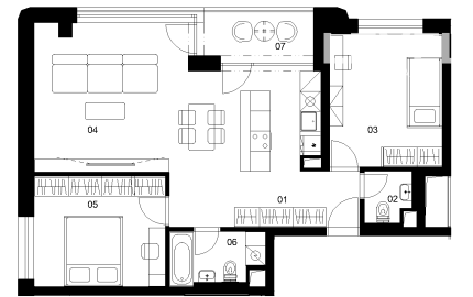 A3A - 3 izbový byt - Nové Mlynarce