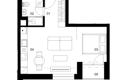 A3F - 1 izbový byt - Nové Mlynarce