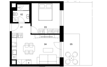D1C - 2 izbový byt - Nové Mlynarce