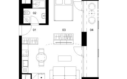 D3C - 1 izbový byt - Nové Mlynarce