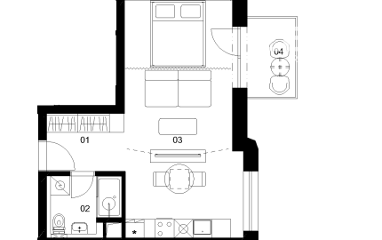 D4B - 1 izbový byt - Nové Mlynarce