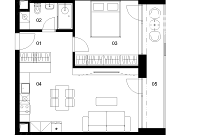 E3F - 2 izbový byt - Nové Mlynarce