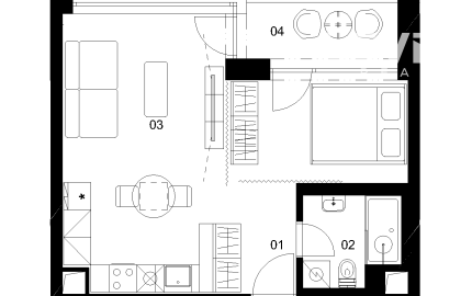 E4B - 1 izbový byt - Nové Mlynarce