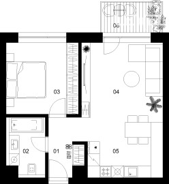 2 izbový byt C-5.4.