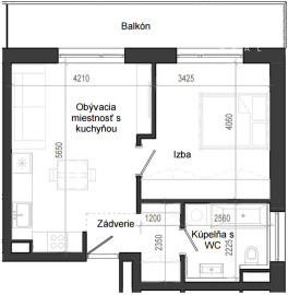 2 izbový byt B14 - 6D