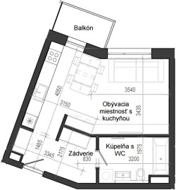 1 izbový byt B14 - 5B