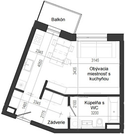 1 izbový byt B14 - 4C