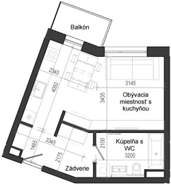 1 izbový byt B14 - 3C