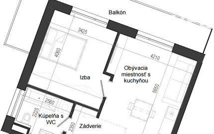 2 izbový byt B14 - 3B