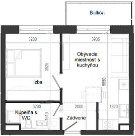 2 izbový byt B14 - 2D