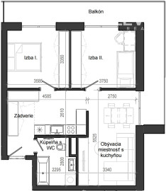3 izbový byt B13 - 4F