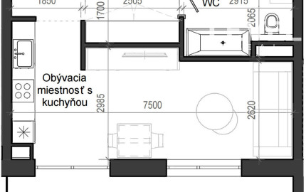 1 izbový byt B13 - 4A