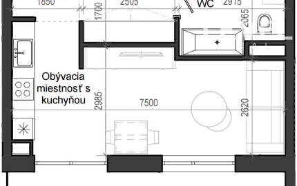 1 izbový byt B13 - 2A