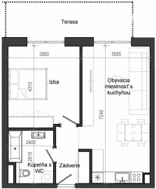 2 izbový byt B13 - 1D